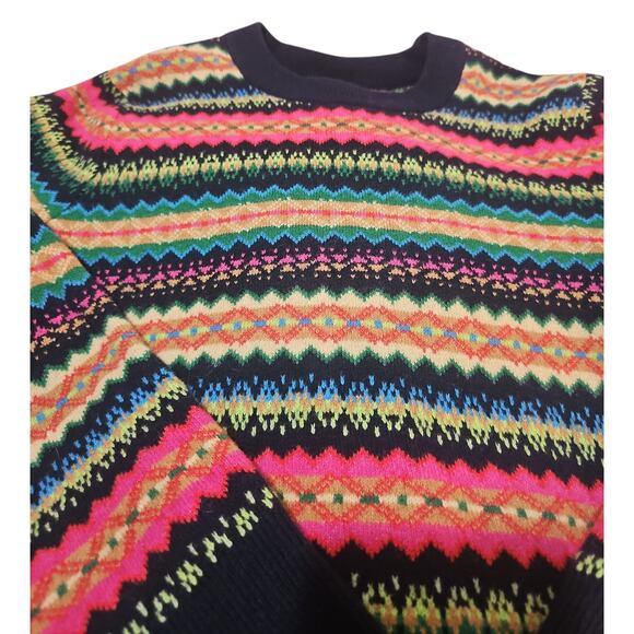 Gap Cashsoft Crewneck Sweater Fair Isle Womens Medium Tall Navy Pink - Picture 5 of 9